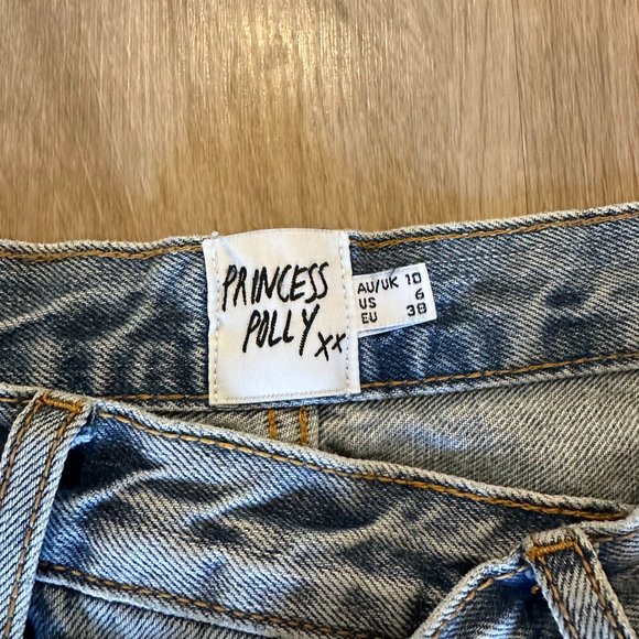 Princess Polly Mid Rise Holly Asymmetric Straight Leg Jean Light Wash Denim - Picture 5 of 5